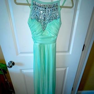 Turquoise long prom dress